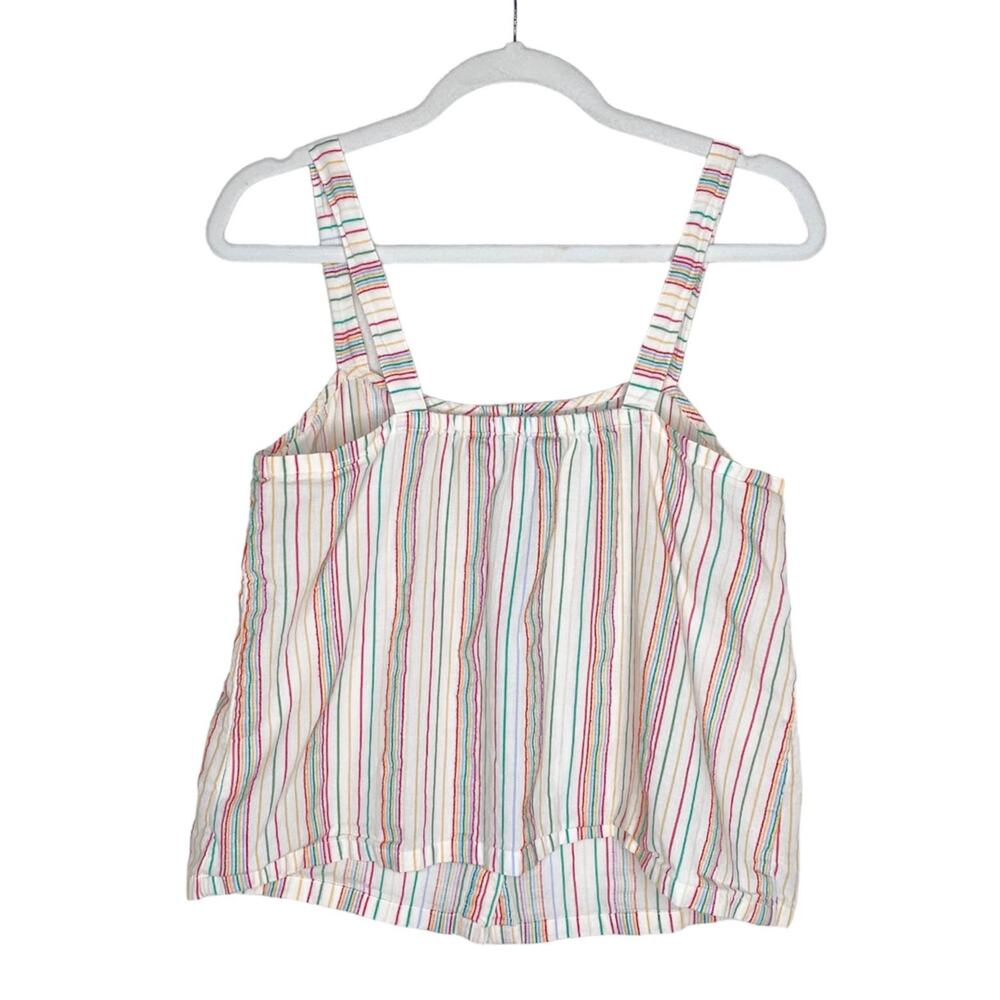 Madewell Button Front Rainbow Stripe Cami Tank Top Small Textural Embroidered - Picture 9 of 9